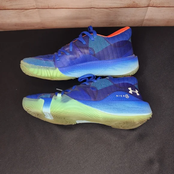 Under Armour Men's Blue and Orange Athletic Shoes - Picture 3 of 11
